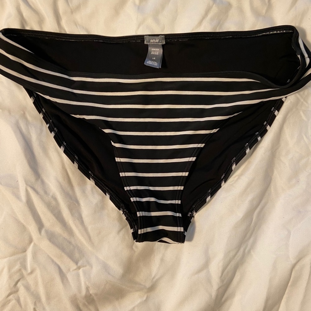 Aerie bikini bottoms black white striped large